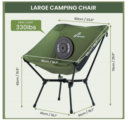 Set 2 scaune de camping pliabile Sportneer, 150 kg, verde [3]