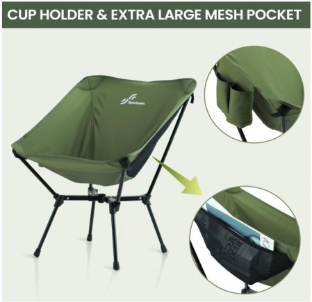 Set 2 scaune de camping pliabile Sportneer, 150 kg, verde [5]