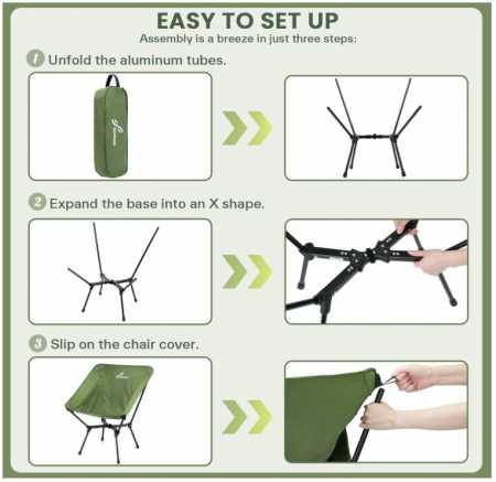 Set 2 scaune de camping pliabile Sportneer, 150 kg, verde [6]