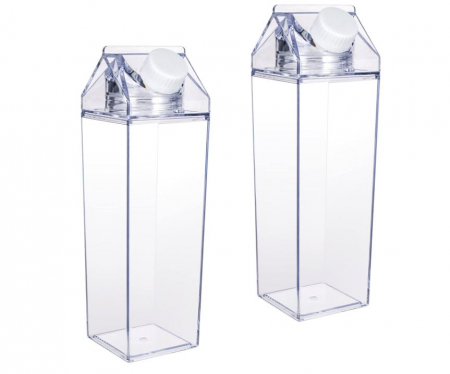 Bucatarie & Servire - Set 2 sticle de apa transparente Metagio, in forma de cutie de lapte, din plastic, 500 ml