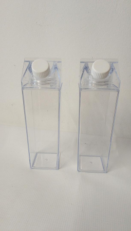 Set 2 sticle de apa transparente Metagio, in forma de cutie de lapte, din plastic, 500 ml [1]