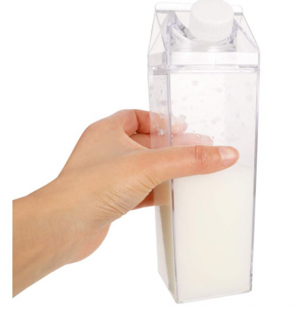 Set 2 sticle de apa transparente Metagio, in forma de cutie de lapte, din plastic, 500 ml [4]