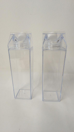 Set 2 sticle de apa transparente Metagio, in forma de cutie de lapte, din plastic, 500 ml [2]