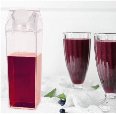 Set 2 sticle de apa transparente Metagio, in forma de cutie de lapte, din plastic, 500 ml [6]