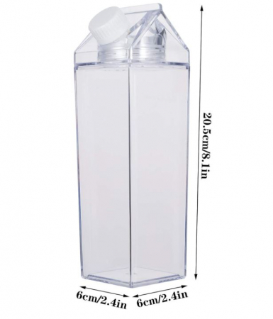 Set 2 sticle de apa transparente Metagio, in forma de cutie de lapte, din plastic, 500 ml [3]