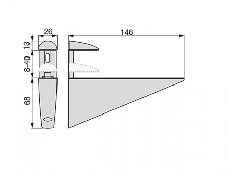 Set 2 suporturi pentru raft, 8-40mm Emuca Halcon, 4009225, finisaj aluminiu vopsit [3]