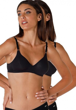 Imbracaminte femei - Set 2 sutiene fara armatura Lovable Cotton Line, negru, 85B