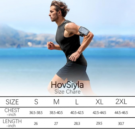Set 2 topuri de compresie pentru barbati HovSiyla, maiou sport, negru, XL [5]