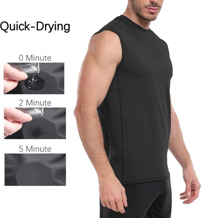 Set 2 topuri de compresie pentru barbati HovSiyla, maiou sport, negru, XL [3]