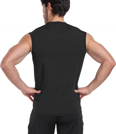 Set 2 topuri de compresie pentru barbati HovSiyla, maiou sport, negru, XL [1]