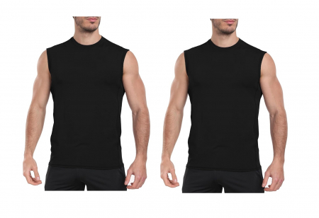 Alte articole vestimentare barbati - Set 2 topuri de compresie pentru barbati HovSiyla, maiou sport, negru, XL