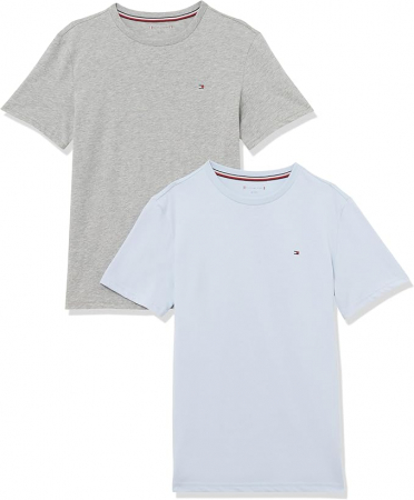 Imbracaminte si Incaltaminte copii - Set 2 tricouri cu maneca scurta pentru baieti Tommy Hilfiger, alb/gri, 12-14 ani, 152-164 cm