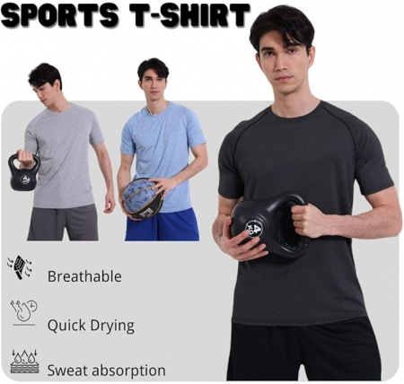 Set 2 tricouri cu maneca scurta pentru barbati Bsrpolry, gri/albastru, XXL [2]