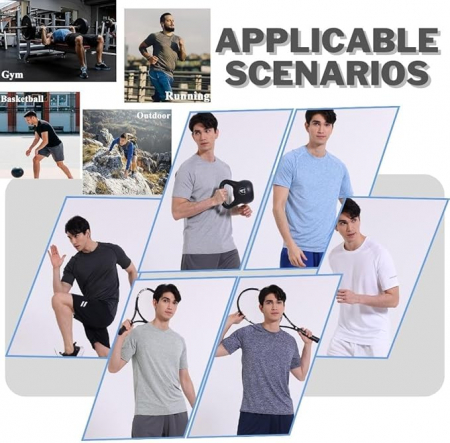 Set 2 tricouri cu maneca scurta pentru barbati Bsrpolry, gri/albastru, XXL [3]