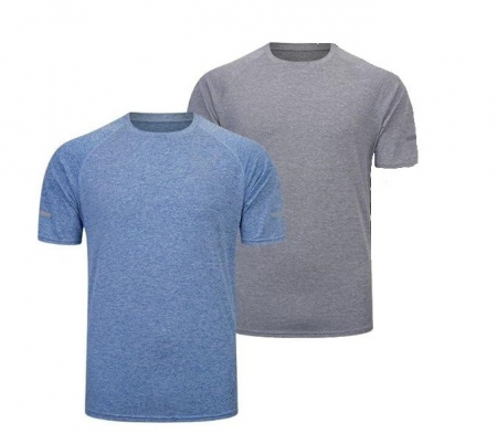 Fashion - Set 2 tricouri cu maneca scurta pentru barbati Bsrpolry, gri/albastru, XXL