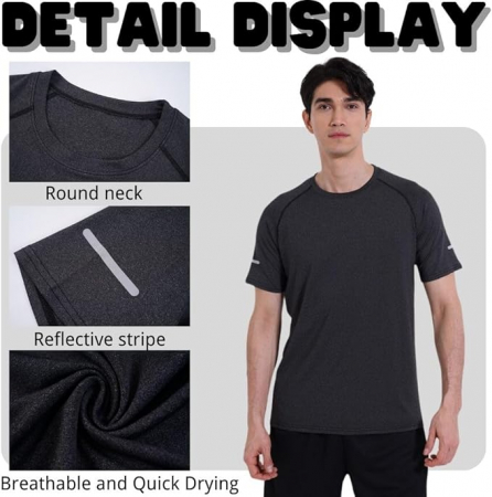 Set 2 tricouri cu maneca scurta pentru barbati Bsrpolry, gri/albastru, XXL [4]