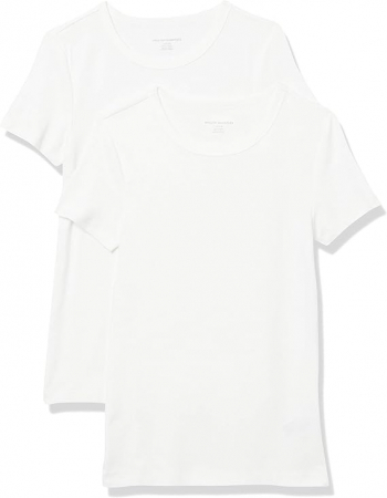 Fashion - Set 2 tricouri cu maneca scurta pentru femei Amazon Essentials, alb, L