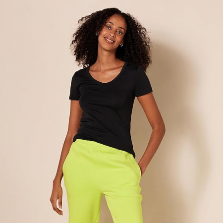 Set 2 tricouri cu maneca scurta pentru femei Amazon Essentials, negru, L [2]