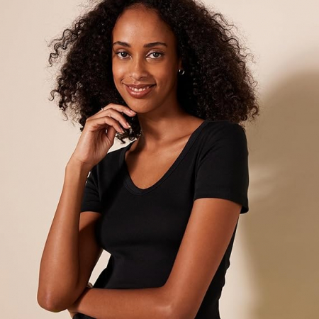 Set 2 tricouri cu maneca scurta pentru femei Amazon Essentials, negru, L [4]