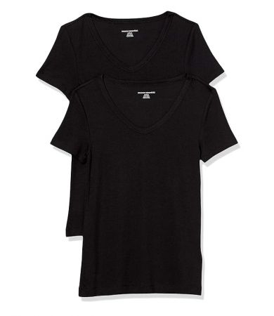 Tricouri si Camasi barbati - Set 2 tricouri cu maneca scurta pentru femei Amazon Essentials, negru, L