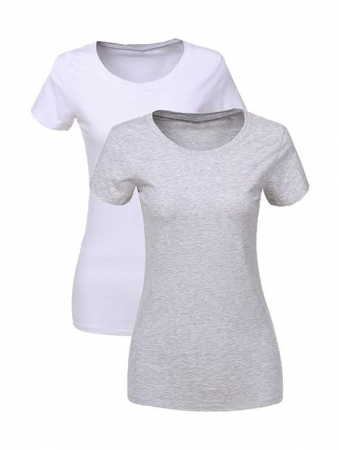 TOATE PRODUSELE - Set 2 tricouri cu maneca scurta pentru femei LiKing, alb+gri, M