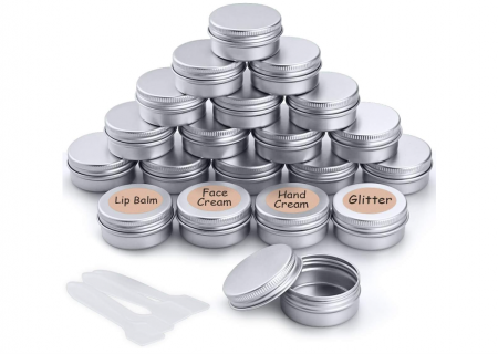 Set 20 Recipiente cosmetice de tip cutie din aluminiu pentru creme, lotiuni sau geluri 20 ml, argintiu [0]