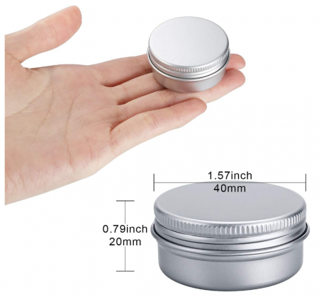Set 20 Recipiente cosmetice de tip cutie din aluminiu pentru creme, lotiuni sau geluri 20 ml, argintiu [1]