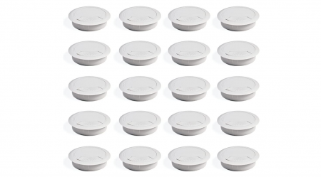 Mobila Living & Dining - Set 20 suporti trecere cabluri Emuca 3196315, garnituri pentru masa/birou/blat, diametru 60mm, alb