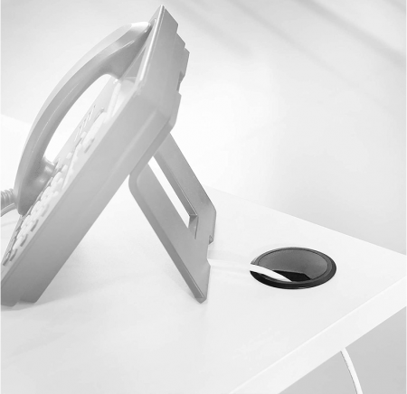 Set 20 suporti trecere cabluri Emuca 3196315, garnituri pentru masa/birou/blat, diametru 60mm, alb [4]