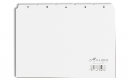 Hartie si produse din hartie - Set 25 separatoare A5, file imprimate A-Z, Alb, fabricat din PVC