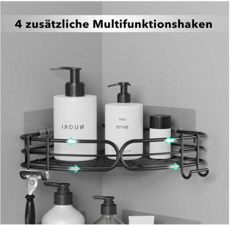 Set 2x Raft de dus, etajera de colt pentru baie [3]