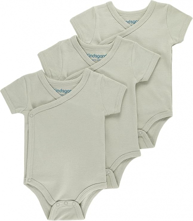 Fashion - Set 3 body-uri pentru bebelusi Kindsgard, cu maneca scurta, 100% bumbac organic, marime 50