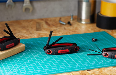 Set 3 chei hexagonale pliabile Amazon Basics, metrice/SAE/stea [6]