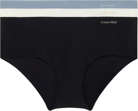 Set 3 chiloti pentru femei Calvin Klein Hipsters 000QD3559E, negru/alb/albastru, S [1]