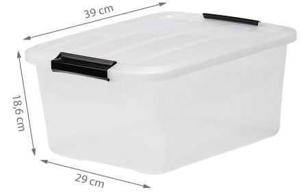 Set 3 cutii de depozitare Iris Ohyama TB-15, cu cleme, stivuibile, 15L [3]