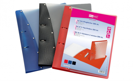 Gaming, Carti & Birotica - Set 3 Dosare cu 2 inele VELOFLEX Diamond 1141003, A4