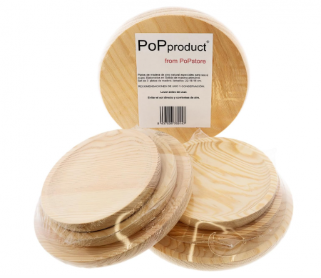 Set 3 Farfurii din lemn PoPproduct de 22, 18 si 16 cm diametru, realizate manual în Galicia [4]