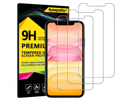 Set 3 folii de protecție din sticla pentru ecran 4youquality pentru iPhone 11 și iPhone XR [0]