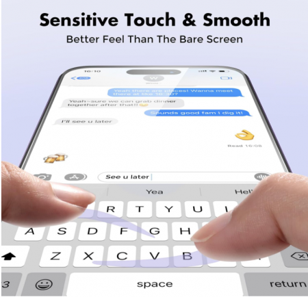 Set 3 folii de protectie ecran din sticla securizata UNBREAKcable pentru iPhone 14 Pro Max, 6,7 inci [7]