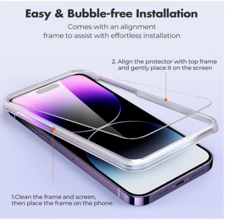 Set 3 folii de protectie ecran din sticla securizata UNBREAKcable pentru iPhone 14 Pro Max, 6,7 inci [3]