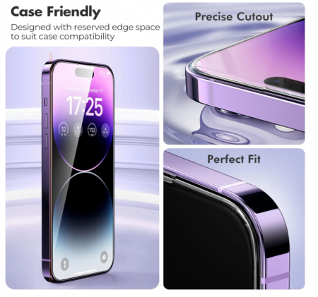 Set 3 folii de protectie ecran din sticla securizata UNBREAKcable pentru iPhone 14 Pro Max, 6,7 inci [5]
