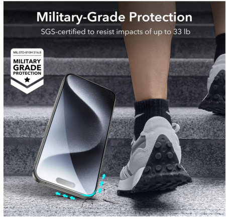 Set 3 folii de protecție pentru ecran + o folie de protectie camere ESR pentru iPhone 15 Pro Max [2]