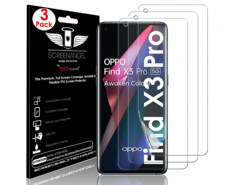 Telefoane Mobile & accesorii - Set 3 folii protectie de ecran TECHGEAR pentru Oppo Find X3 Pro 5G