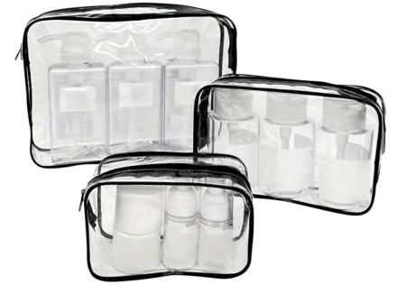 Set 3 genti organizatoare de calatorie cu fermoar Surface Mitt, transparente [1]