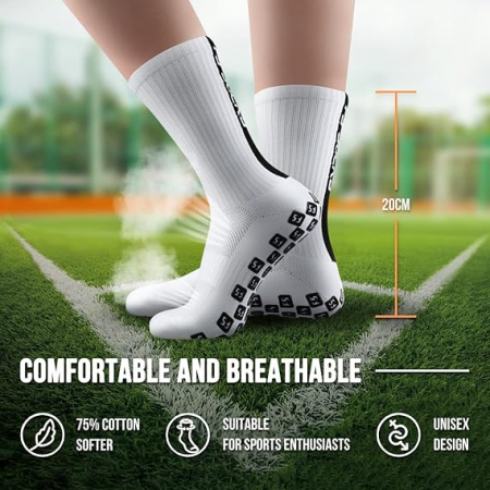 Set 3 perechi de soseste pentru fotbal Gohanny, anti-alunecare, alb, 35-39 [3]