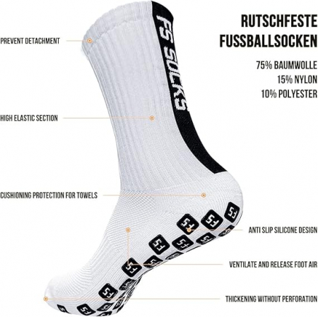 Set 3 perechi de soseste pentru fotbal Gohanny, anti-alunecare, alb, 35-39 [5]
