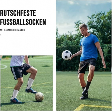 Set 3 perechi de soseste pentru fotbal Gohanny, anti-alunecare, alb, 35-39 [4]