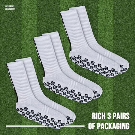 Set 3 perechi de soseste pentru fotbal Gohanny, anti-alunecare, alb, 35-39 [6]