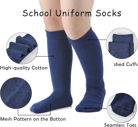 Set 3 perechi de sosete lungi pentru fete Marchare, negru/alb/albastru, 10-14 ani [1]