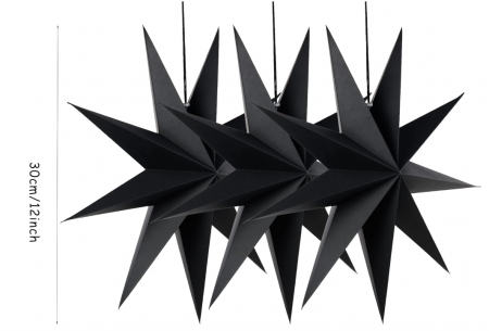 Set 3 Stele Pliabile SUNBEAUTY, din Hârtie, pentru Crăciun, negru [4]